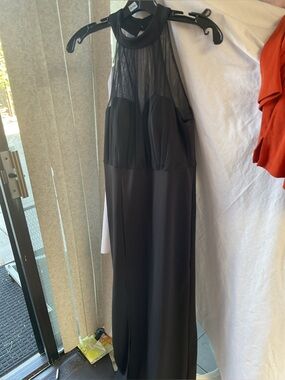 Elegant Black Sheer Halter Evening Gown
